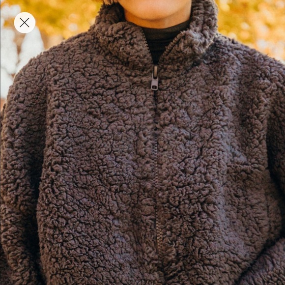 fuzzy drawstring teddy jacket